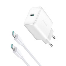 Cargador de pared Joyroom USB-C PD de 30 W con cable USB-C - Blanco