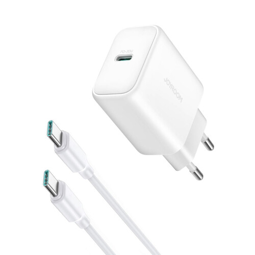 Cargador de pared Joyroom USB-C PD de 30 W con cable USB-C - Blanco