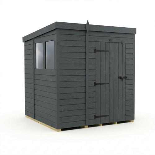 6x7 Pent Composite Shed Tanalised (Single Door, With Windows) 1