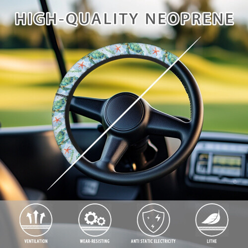 Sea Turtle Starfish Golf Cart Steering Wheel Cover 2