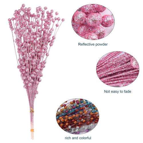 Christmas Glitter Berries Stems 50 pcs 2