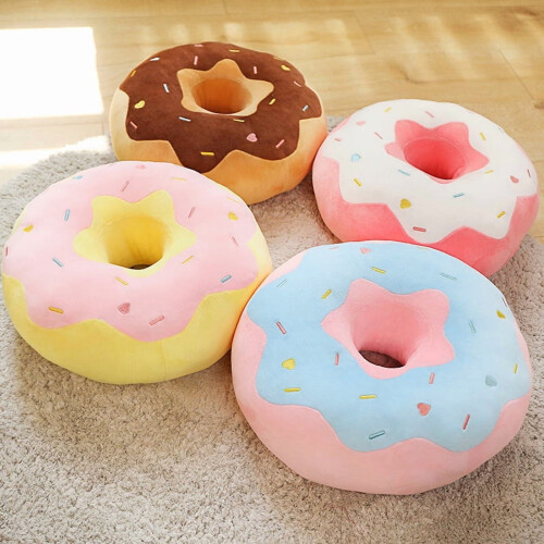 3D Donut Throw Pillow White Pink 14.9 Inch 1