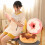 3D Donut Throw Pillow White Pink 14.9 Inch 3