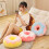 3D Donut Throw Pillow White Pink 14.9 Inch 4