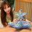 Star-Shaped Throw Pillow Blue Plush Decorative Cushion 3