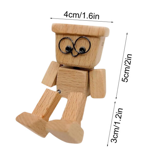 Wooden Shaking Man Bobblehead Car Dashboard Ornament 1