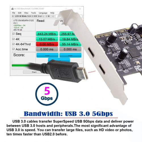 CY USB3.1 Gen1 5Gbps Type-C to PCIe x1 Adapter ASM1042 1