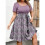 Plus Size Damekjole med Lilla Print og Rund Hals, Kort 4