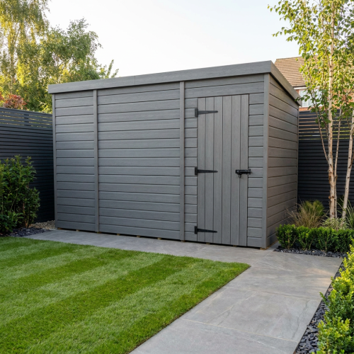 10x4 Pent Composite Shed Tanalised (Single Door, No Windows)
