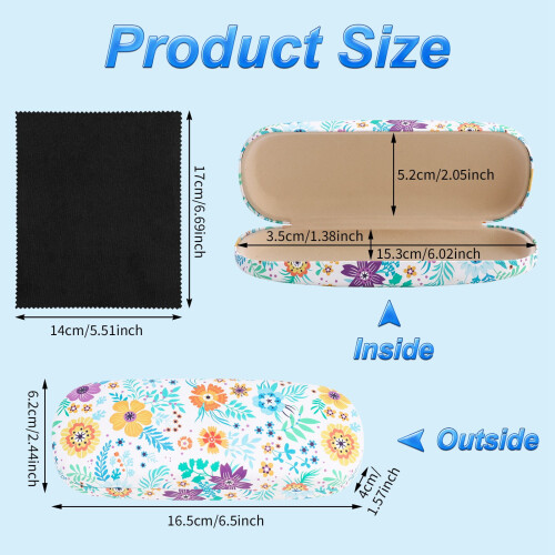 Floral Hard Shell Glasses Case with Cloth 3-Pack 1