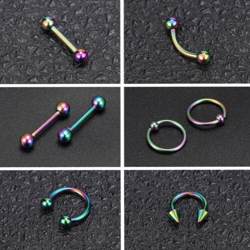Body Piercing Set Rainbow 50 Pieces 1