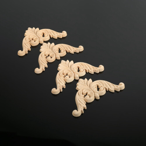 Rubber Wood Carved Corner Applique 4 Pieces 2