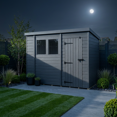 10x4 Pent Composite Shed Tanalised (Single Door, With Windows) 2