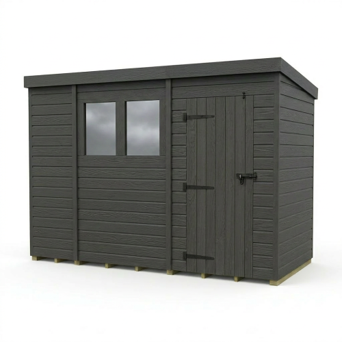 10x4 Pent Composite Shed Tanalised (Single Door, With Windows) 1