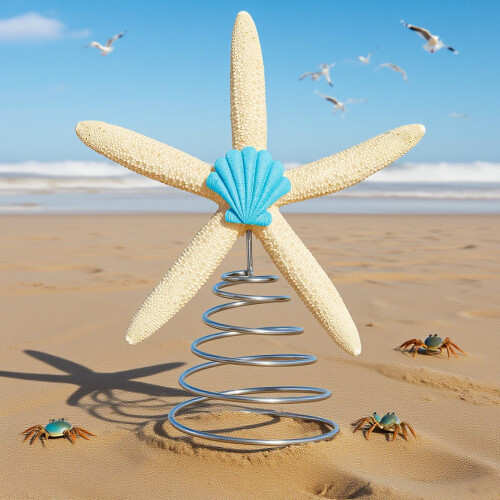 Starfish Tree Topper Iron Spring Base Seahorse Accent 2