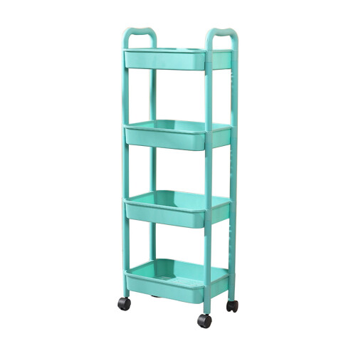 4-Tier Kitchen Storage Cart with Armrests and Casters Green 2