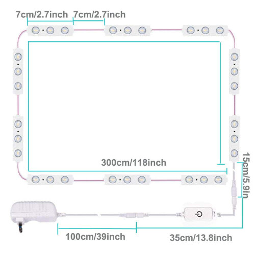 LED Vanity Mirror Light Strip 10 ft Dimmable Touch Control 1