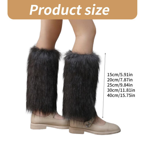 Women's Plush Gray Leg Warmers Thickened Boot Cuffs 2