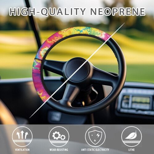 Tie-Dye Steering Wheel Cover for Golf Carts 1-Pack 2