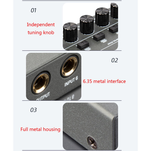6-Channel Ultra Low-Noise Line Mixer Mini Type-C Powered 2