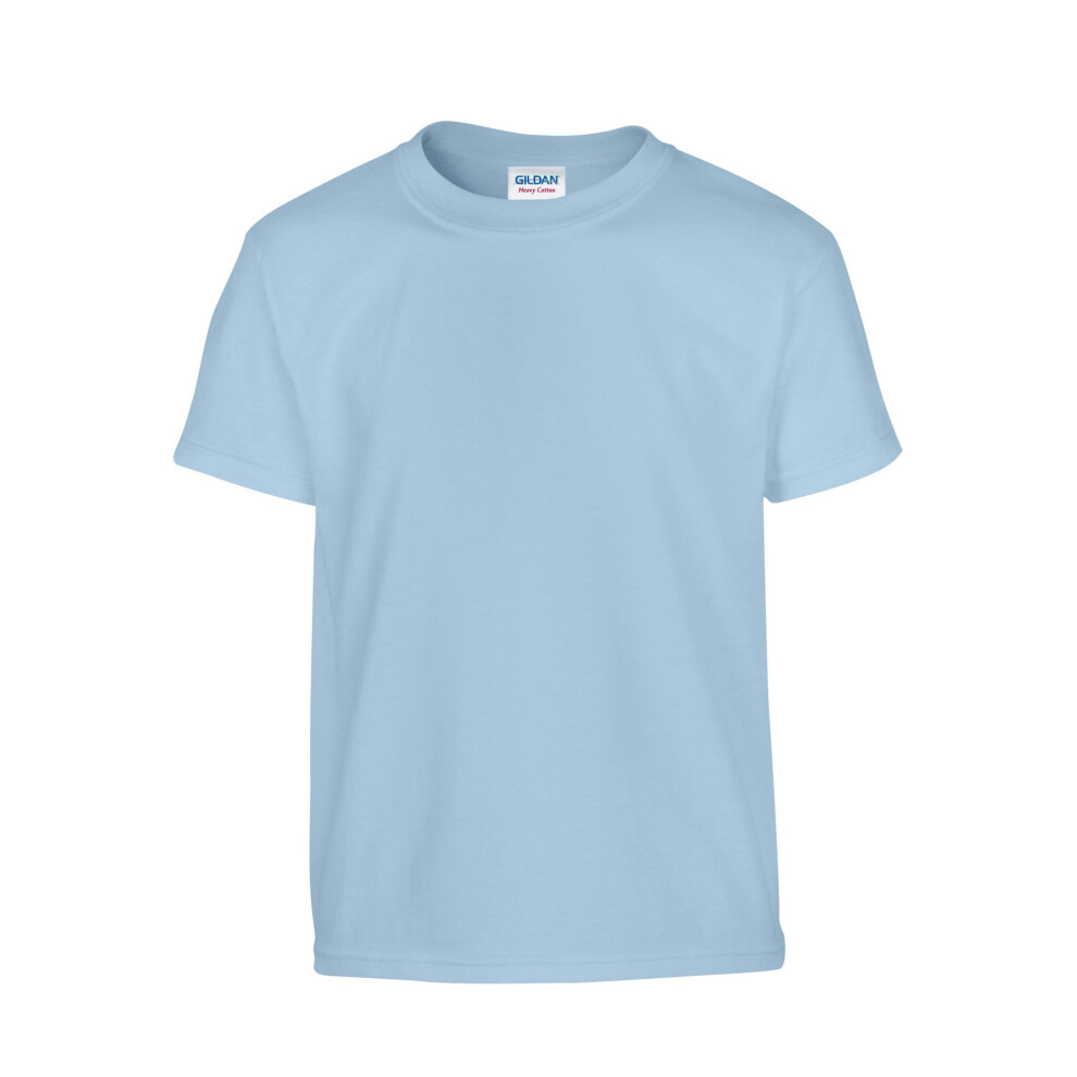 Gildan (7-8 Years, Light Blue) Childrens/Kids Plain Cotton Heavy T-Shirt