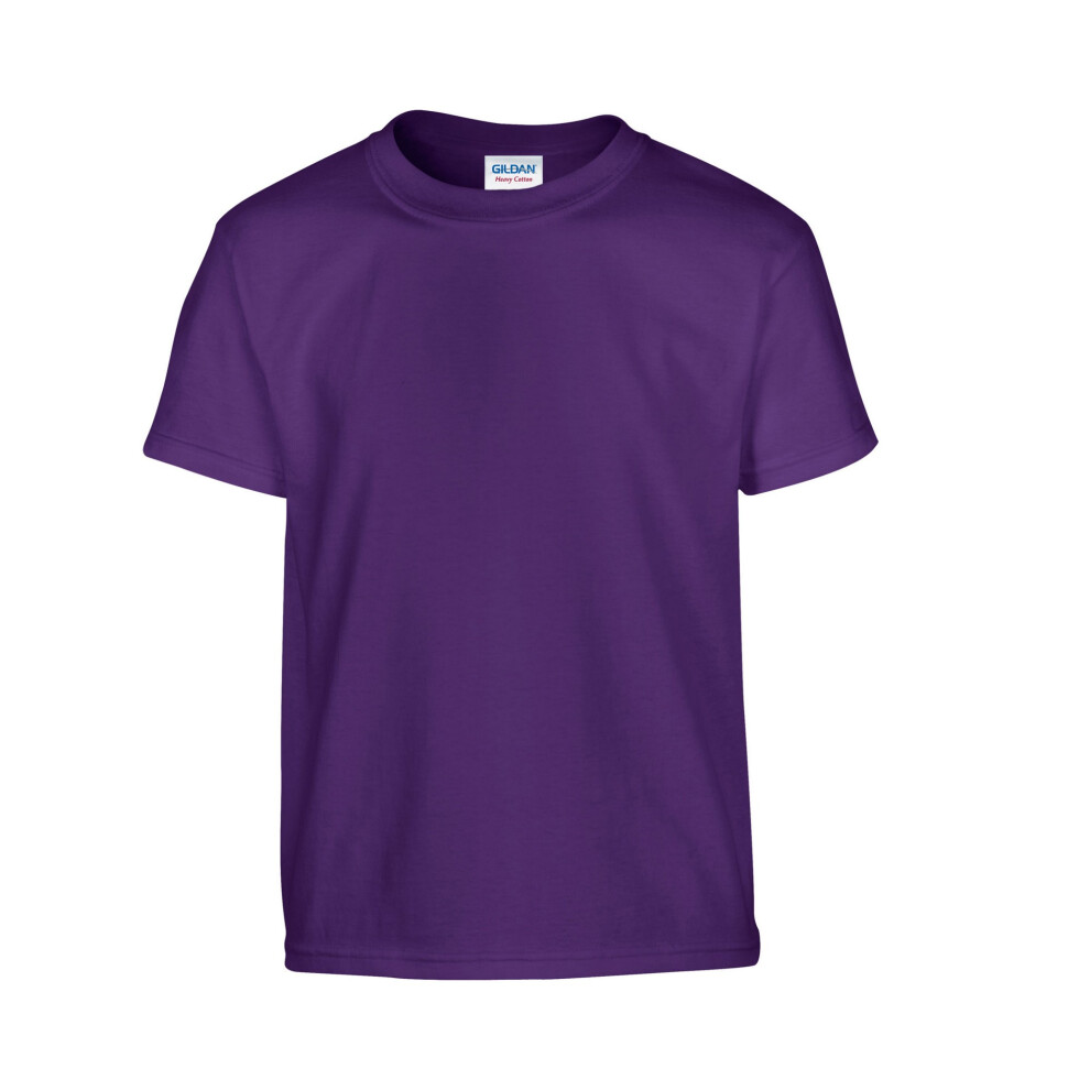 Gildan (7-8 Years, Purple) Childrens/Kids Plain Cotton Heavy T-Shirt