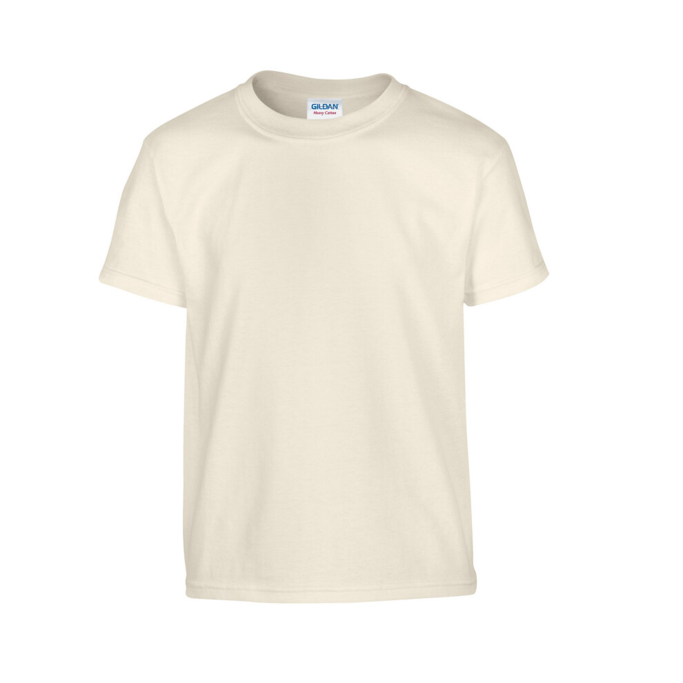 Gildan (7-8 Years, Natural) Childrens/Kids Plain Cotton Heavy T-Shirt