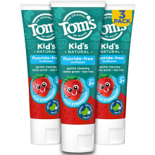 Tom's of Maine Natural Kid's Fluoride Free Toothpaste, Ages 2+, Silly Strawberry, 5.1 oz. 3-Pack (back in original formula)