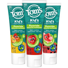Tom's of Maine Anticavity Kids Natural Toothpaste Variety Pack, Strawberry, Orange Mango, Watermelon, Kids Toothpaste, Ages 2 and Up, 5.1 oz - 3 Pack