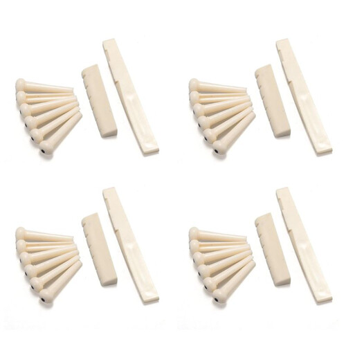 24 Bridge Pins + Saddle + Bridge Saddle Bone / Bone Acoustic Guitar White 1