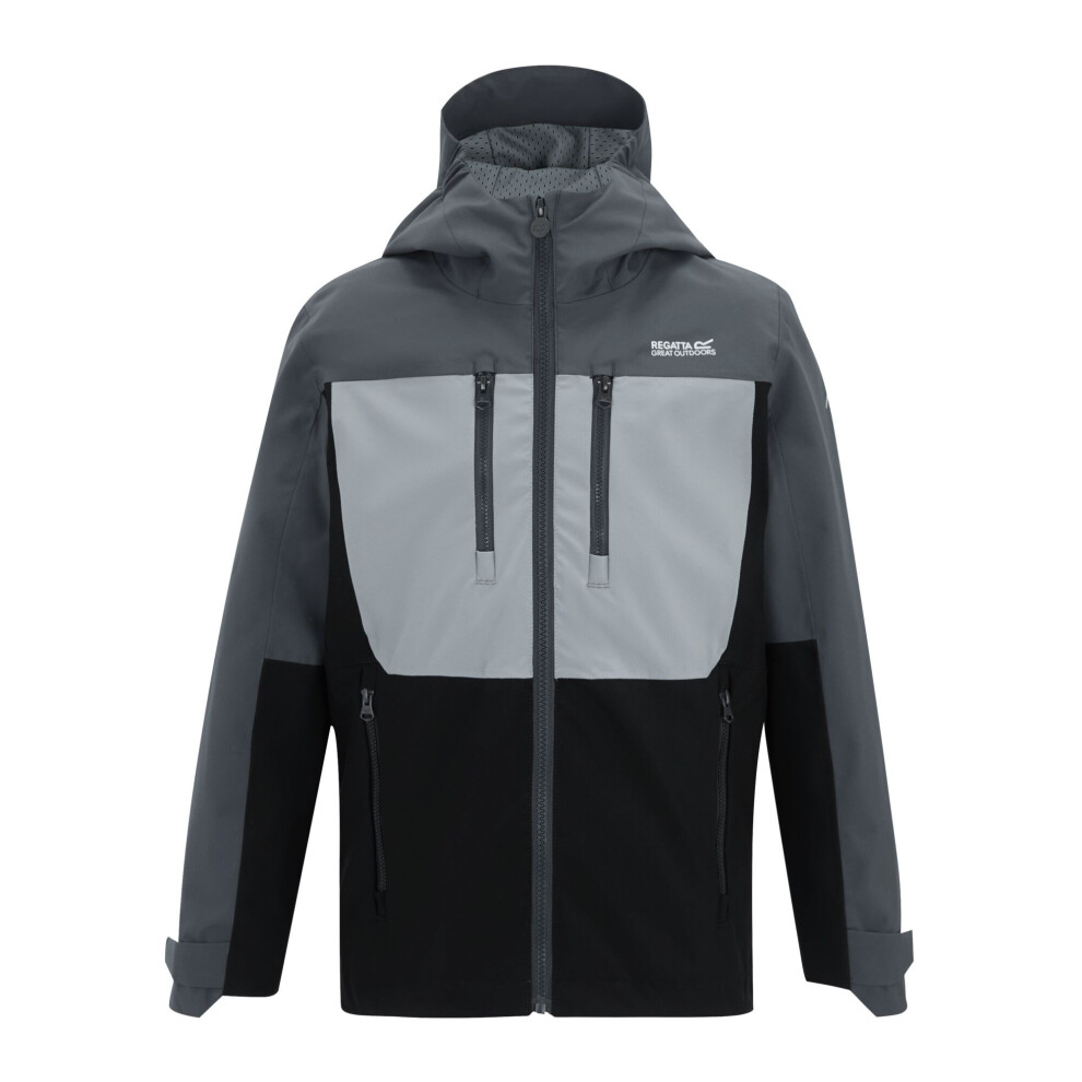 Regatta (14 Years, Seal Grey/Cloudy Grey/Black) Childrens/Kids Highton Monochrome Waterproof Jacket