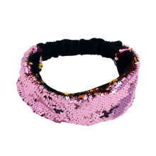 Xinwanna Women's Reversible Shiny Sequins Headband Pink