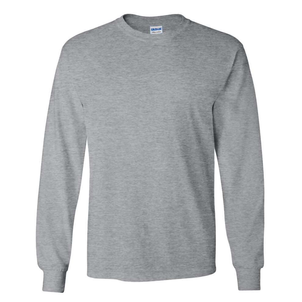 Gildan (3Xl, Sport Grey) Mens Plain Crew Neck Ultra Cotton Long Sleeve T-Shirt
