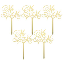 Golden Acrylic Cake Toppers 5 pcs 5.7 x 3.7 x 0.04 in