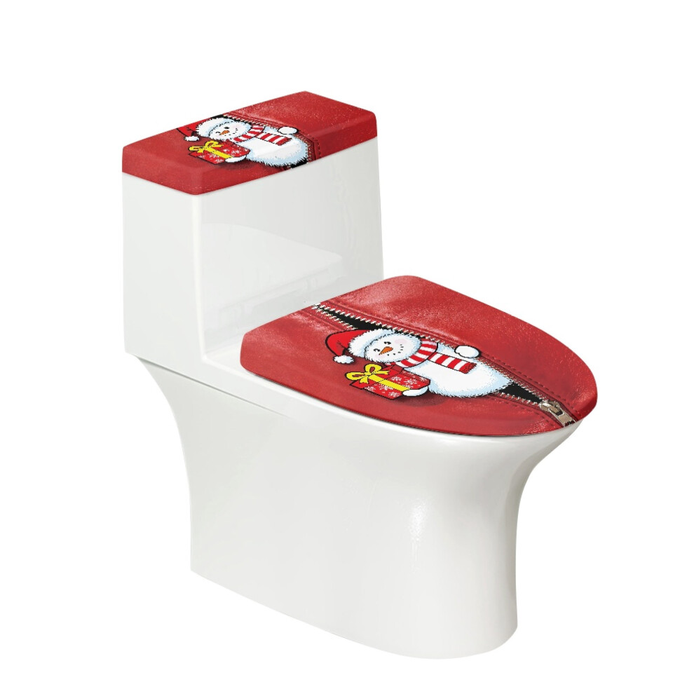 Stretch Elastic Toilet Lid Dust Cover Set With Snowman 9104145317922