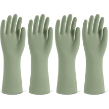 Rubber Dishwashing Gloves Reusable 4 Pairs Flocked Lining