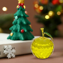 Glass Apple Ornament Faceted Crystal Design