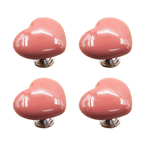 Heart-Shaped Toilet Button Set - Pink, 4 Pieces