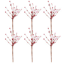 Red Berry Stems Heart-Shaped Picks 12 pcs