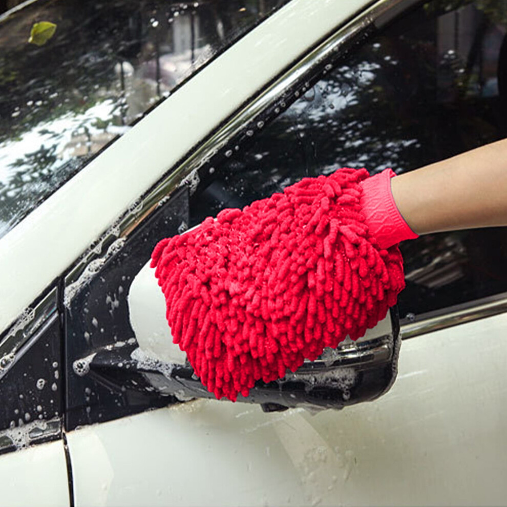 Chenille Microfiber Wash Mitt Scratch-Free Double-Sided Coral 9104145335056