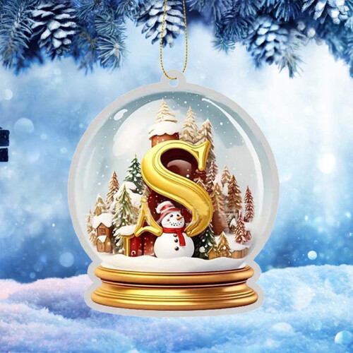 Christmas Tree Letter Ornament Yellow Crystal Acrylic