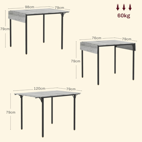 Four-Person Drop Leaf Dining Table - Grey 1