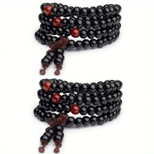 Sandalwood Prayer Bracelet 108 Beads 8mm Black Ebony