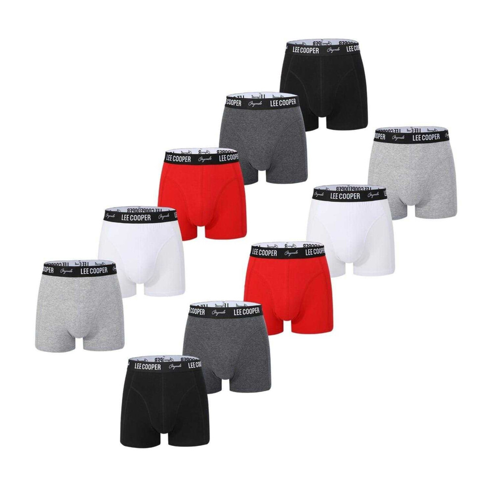Lee Cooper (3Xl, Black/Grey/Red/White) Mens Boxer Shorts (Pack Of 10)