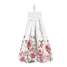 Hummingbird Flower Kitchen Hand Towels with Hanging Loops