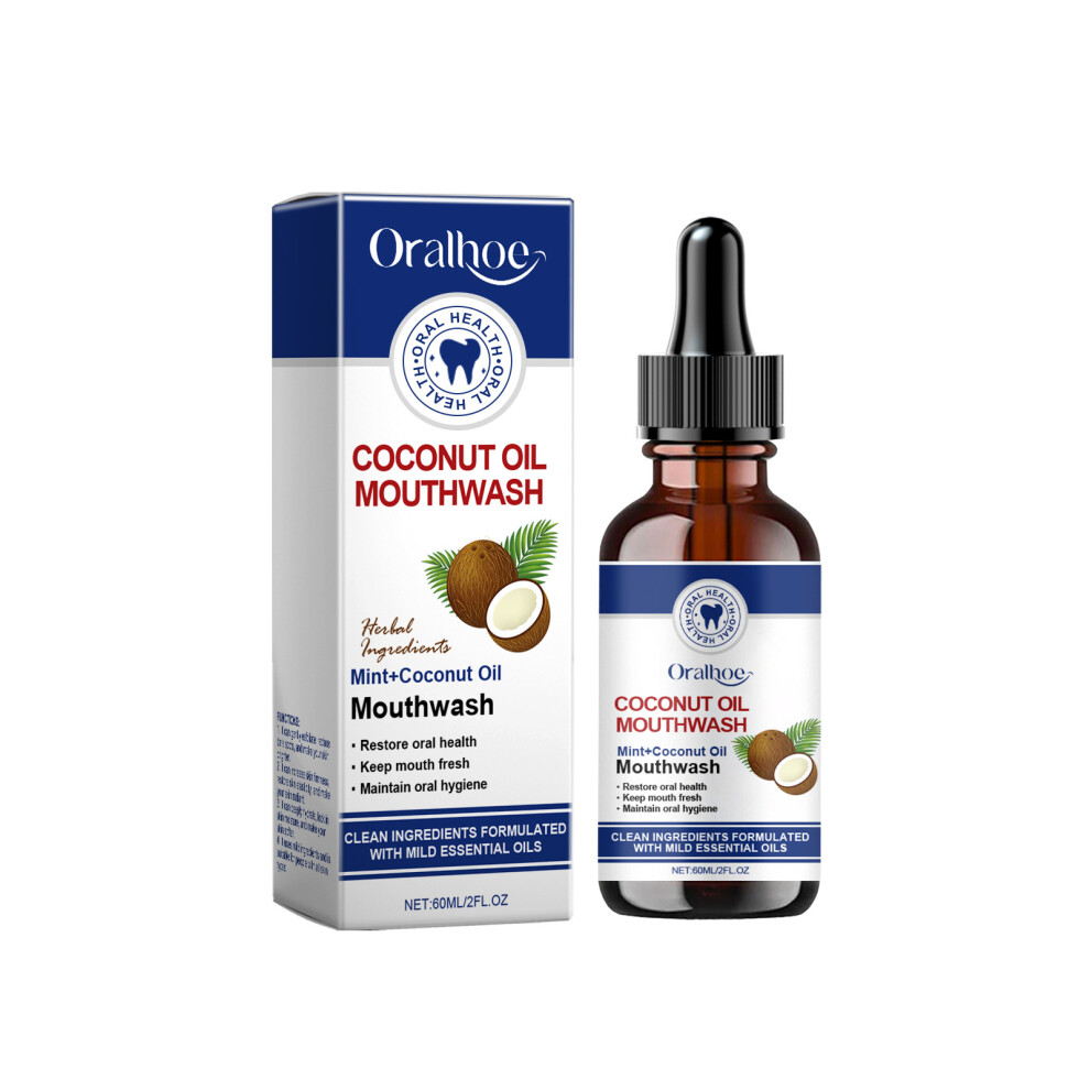 (60ml) ORALHOE Coconut Oil Mouthwash Cleans Teeth Stains, Cares for Oral Hygiene, Dental Care, Fresh Mouthwash