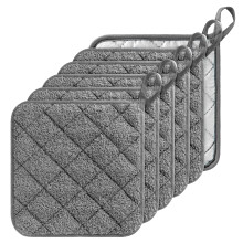 Cotton Heat Resistant Potholders Gray 6 Count