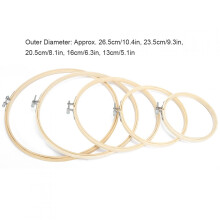 LAFGUR Embroidery Hoop Round Bamboo 5 Pcs