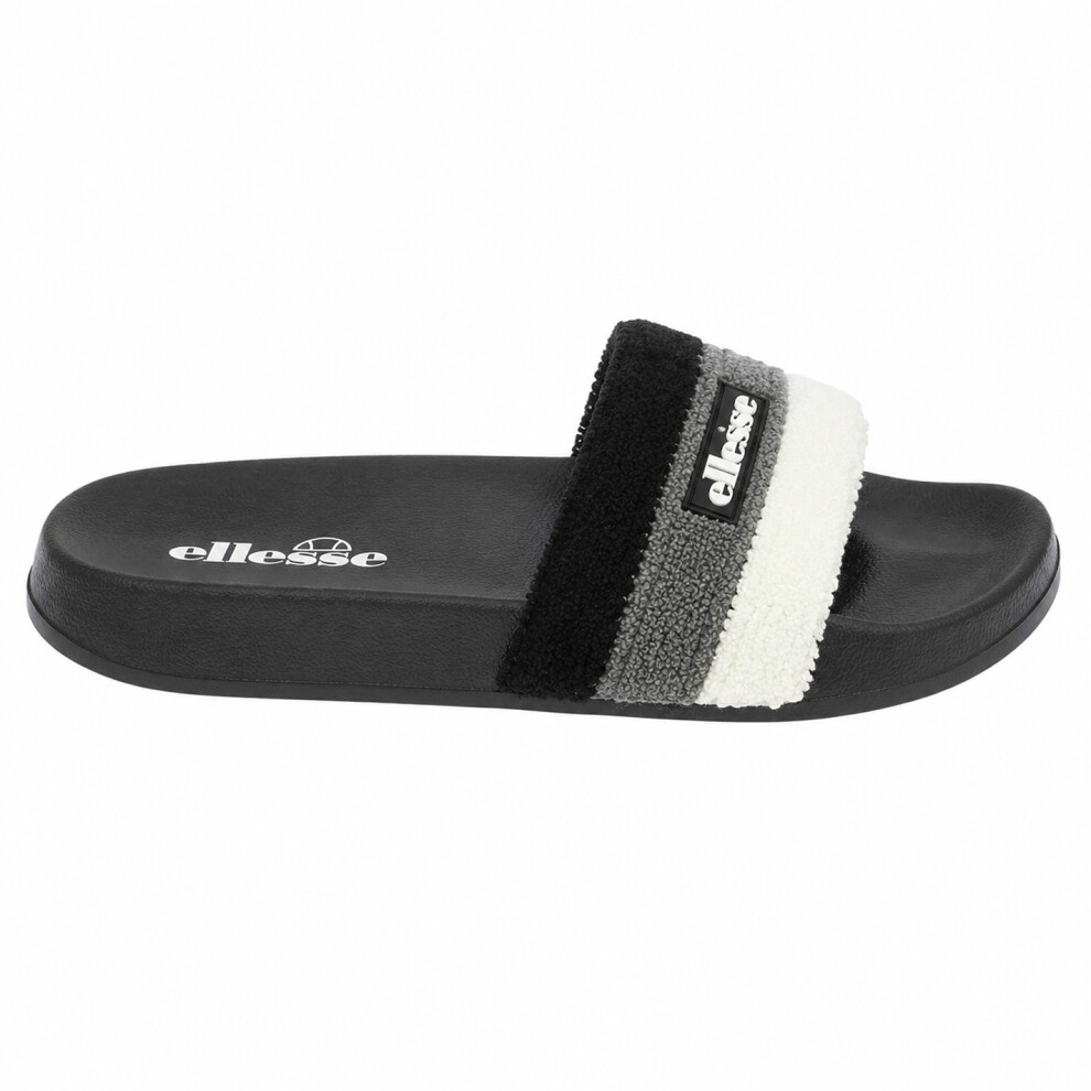 Ellesse (10 Uk, Black/Grey) Mens Triple Stripe Terrycloth Open Toe Slides