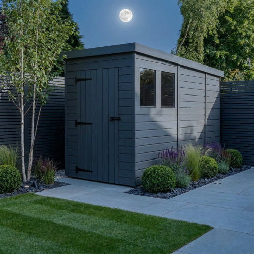 4x9 Pent Composite Shed Tanalised (Single Door, With Windows) 2